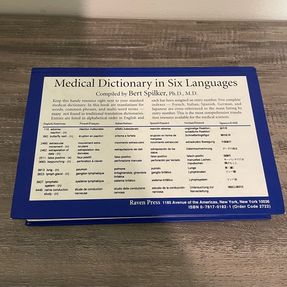 Medical Dictionary in Six Languages by Bert Spilker (1994, Hardcover) - Picture 2 of 6